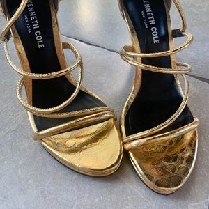 Kenneth Cole gold snake print stiletto sandal